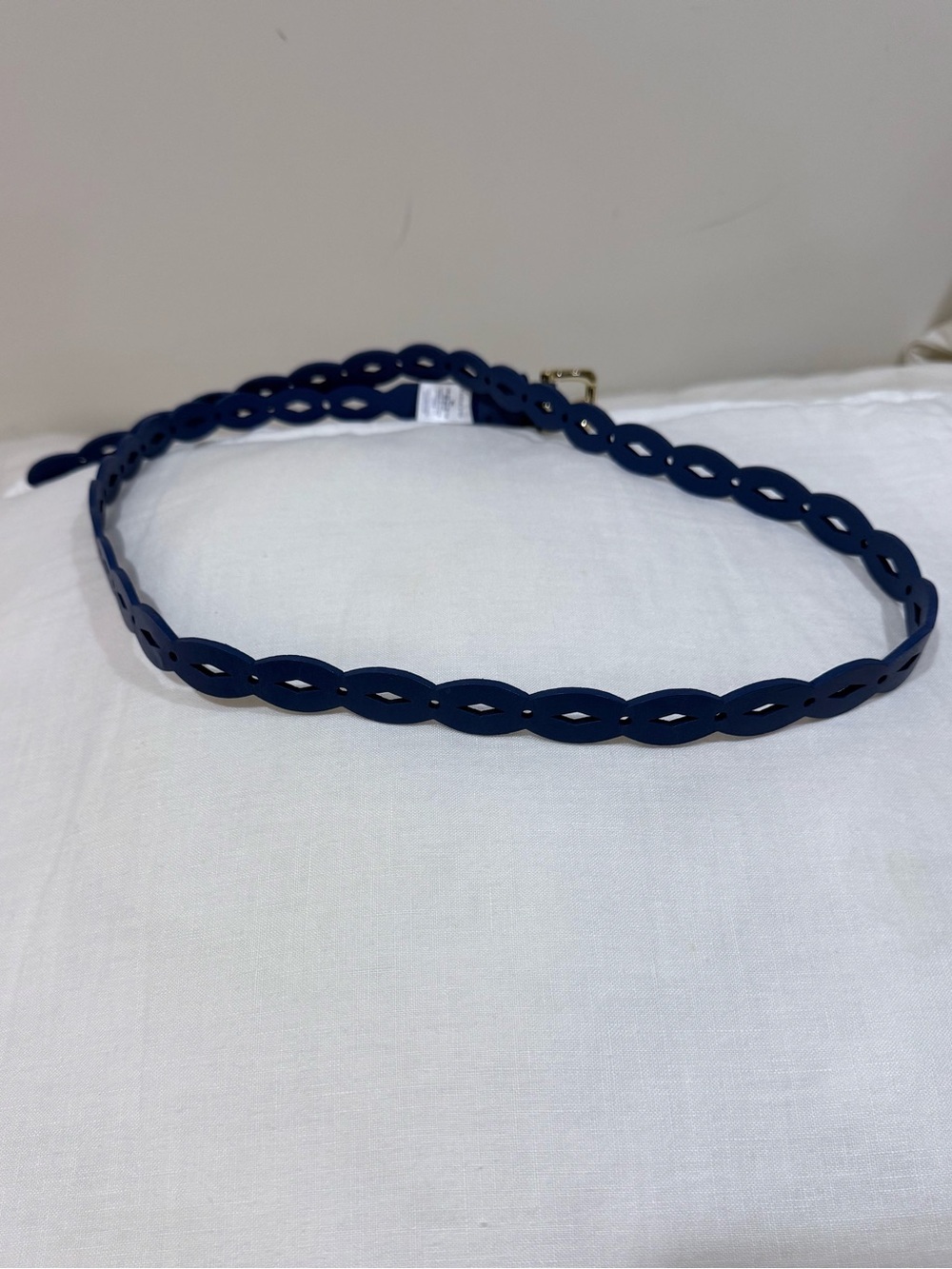Lands' End Blue Braided Leather Oval Cutout Belt